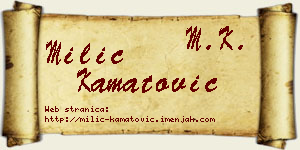 Milić Kamatović vizit kartica